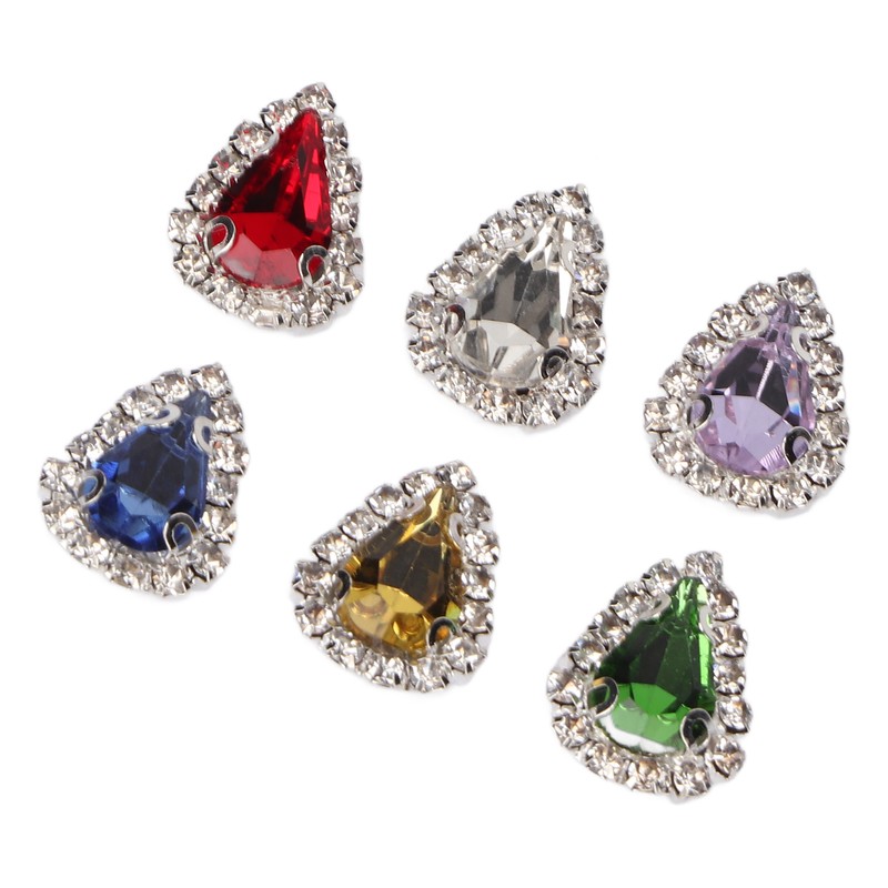 30pcs Sew On Rhinestones 6 Colors DIY Handcraft Glass Rhinestone