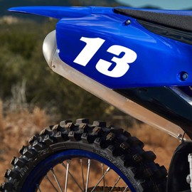 Autodomy Motorcycle Motocross Number Start Number Stickers Pack of 2 | Motocross Numbers for Motorbike Quad ATV Resistant to Rain and Sun (White)