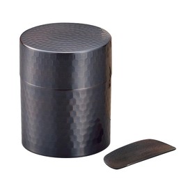 Yamashita Kogei 121100029 Copper Tea Caddy with Tea Canister, Bronze Specifications, Wooden Box