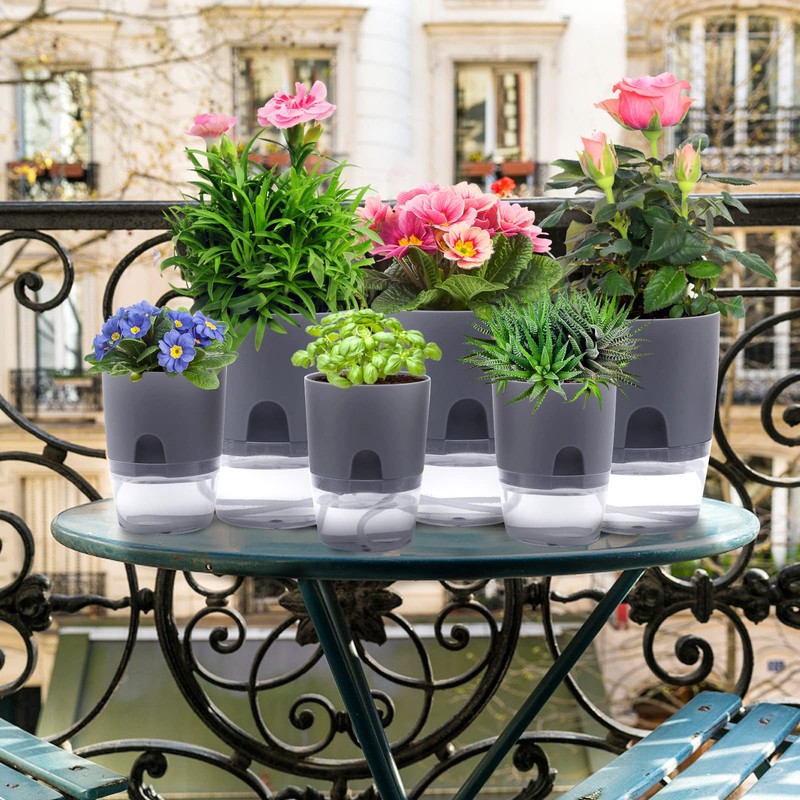 Aulock 6 pcs Self Watering Plant Pots - 4.1/3.2 in