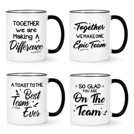YHRJWN Team Gifts, Best Team Ever Gifts, 4 Pack Employee Appreciation Gifts, Group Gifts for Coworkers, Employee Gift Set, Inspirational Gifts for Employees, Employee Cup, 11Oz, Set Of 4