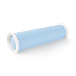 Hofdeco Premium Coastal Hampton Style Patio Indoor Outdoor Bolster Pillow Cover Only, 6"x20" Water Resistant for Couch, Backyard, Solid Baby Blue White Fringe