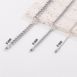 XIANNVXI Stainless Steel Chain for Mens Silver Cuban Link Chains for Men Women Real 925 Silver Plated Necklace Chains 20In 9mm Mens Jewelry