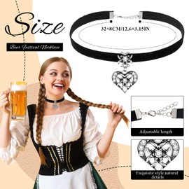 Herdear Bierfest Women's Costume Necklace Heart Edelweiss Necklace Elegant Choker with Rhinestones Heart and Edelweiss Pendant, Flannel, rhinestone, Rhinestone