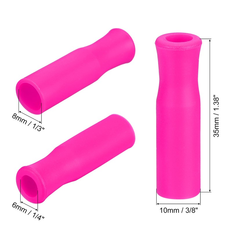 uxcell 8pcs Silicone Straw Tips, Metal Straw Covers, Soft Reusable
