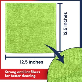 USANOOKS USANOOKS Microfiber Cleaning Cloth Light Green - 50 Pcs 12.5"x12.5" - High Performance - 1200 Washes, Ultra Absorbent Towels Weave Grime & Liquid for Streak-Free Mirror Shine - Car Washing Cloth