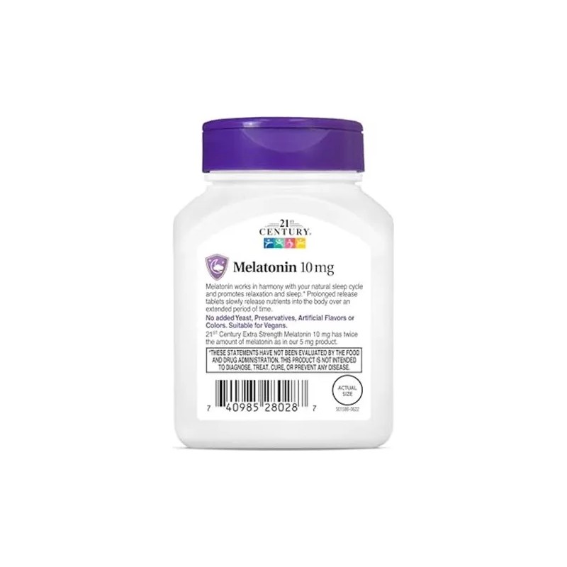 21st Century Melatonina 10 Mg Liberación Prolongada 120