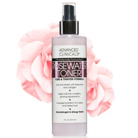 Advanced Clinicals Collagen + Rosewater Facial Mist Toner W/Charcoal & Aloe Vera. Alcohol-Free PH Balancing Formula Detoxifies & Hydrates Skin Improving Overall Skin Tone, Calming Face Mist, 8 Fl Oz