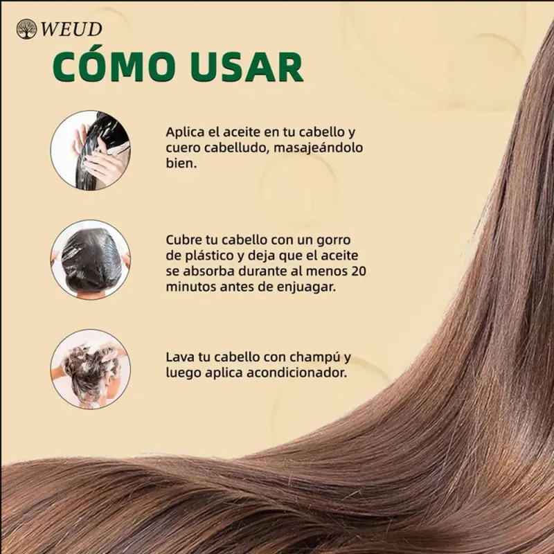 10pc Weud Battana Aceite Capilar Nutrir Para Cuero Cabelludo