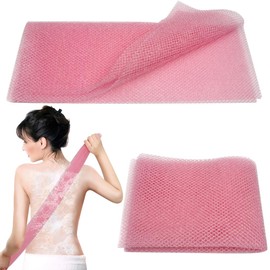 SWKJ African Net Sponge Nylon African Bathing Sponge Exfoliating Net for Men and Women 80 × 30cm Back Scrubber Deep Cleaning Bathing Sponge (Pink)