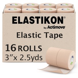 ELASTIKON by Actimove Elastic Athletic Tape - Provides Support for Sprains, Strains, Muscle Injuries - for Sport and Veterinary Applications - 3 in x 2.5 yd, Speedpack - 16 Rolls