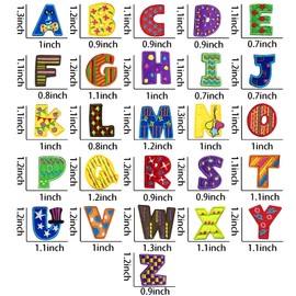 Qusmeiyici 26Pcs A to Z Letters Embroidered Applique Patches, DIY Sew on Patch Iron on Patches for Clothing Jackets Jeans Skirts Backpacks Hats Arts Craft Sew Making