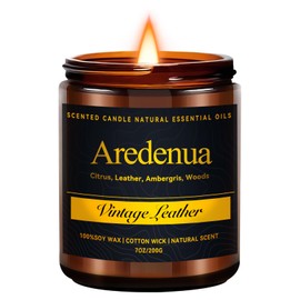 Vintage Leather Candle, Manly Scented Candles for Home, Masculine Candle, Aromatherapy Gifts for Men - 7oz Soy Candles for Home Scented, 50 Hours Burn Time, Perfect for Relaxing Home Fragrance