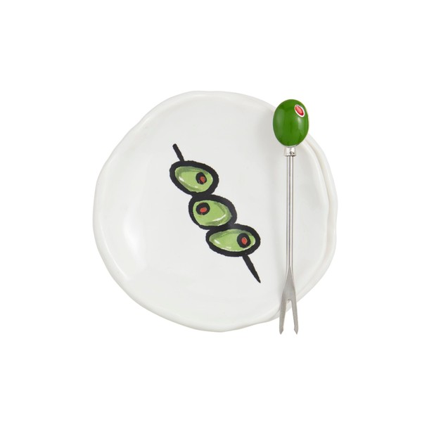 Mud Pie dish 4" dia 4" Tapas Plate Fork Set,