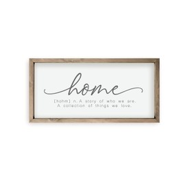 Home A Story Of Who We Are Framed Wood Farmhouse Wall Sign (9x18)