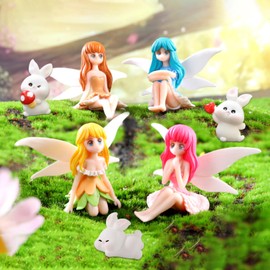 TYXHXTF 7PCS Fairy Garden Accessories, Miniature Fairy, Outdoor Fairy & Rabbit, Garden Ornament, Accessories Outdoor, for Gift Ideas, Patio or Flowerbed Fantasy Decor