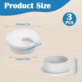 3 PCS 1-1/2 Inch White Desk Grommet, Computer Cord Grommet Hole Cover for Cables, ABS Plastic Cable Wire Hole Covers for Home Office Cord Organizing