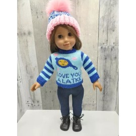 JustAskJoyce Collection Pant Outfit, "Love You A Latke!", Sweater Outfit for American Girl Dolls