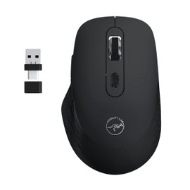 Mobility Lab Omega - Wireless Bluetooth Mouse - Ergonomic, USB and USB-C Receiver, Quiet Clicks, Adjustable DPI, MacOS and Windows Compatible - Black