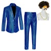 Men's Disco Costume Shiny Sequin Suits Set 70s Party Outfits(Z2706BUST,XL)