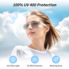 Smart Glasses, AI Bluetooth Glasses for Women/Men with 144 Language Instant Translation & Interpretation, Blue Light Filtering Photochromic Transition Lenses, Touch Control and Voice Control