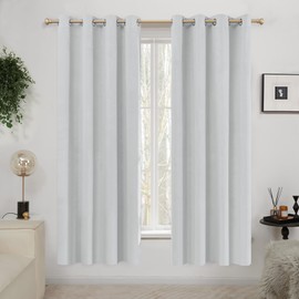 Deconovo 100% Blackout Curtains for Bedroom 72 Inch Length 2 Panels Set, Light Grey, Window Curtain Drapes with Microfiber Coating Grommet Thermal Insulated Living Room 52 Inch Wide