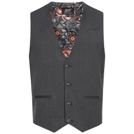 JEFF Men's Nikolaj Plain Vest with Viscose Content, Suit Vest, Men's Vest for Men, Dk Grey, 52