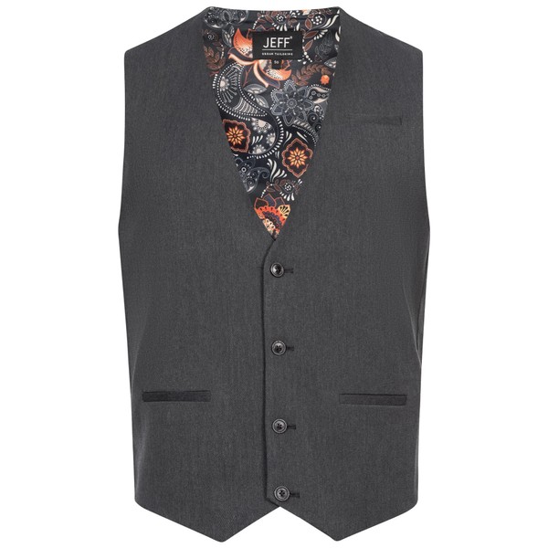 JEFF Men's Nikolaj Plain Vest with Viscose Content, Suit Vest,