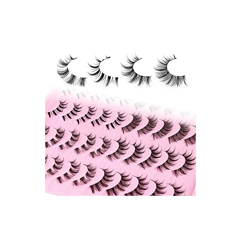 Manga Lashes Natural Look Anime False Eyelashes 20 Pairs Clear