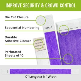 WristCo Purple 3/4" Tyvek Wristbands - 500 Pack Paper Wristbands For Events