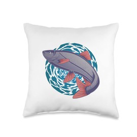 Angel Fishing, lustige Sprüche Trout Graphic for Fishing Holidays and carp Friends Throw Pillow, 16x16, Multicolor