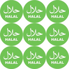 144 Halal Themed 30mm Stickers Glossy Freeze Proof Packaging Labels