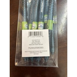 Skilcraft Eco-bottle retracrtable gel pen Medium point black 12 pack