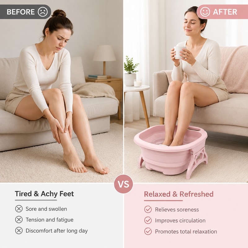 Foldable Foot Soaking Basin for Home Travel – Portable Pedicure