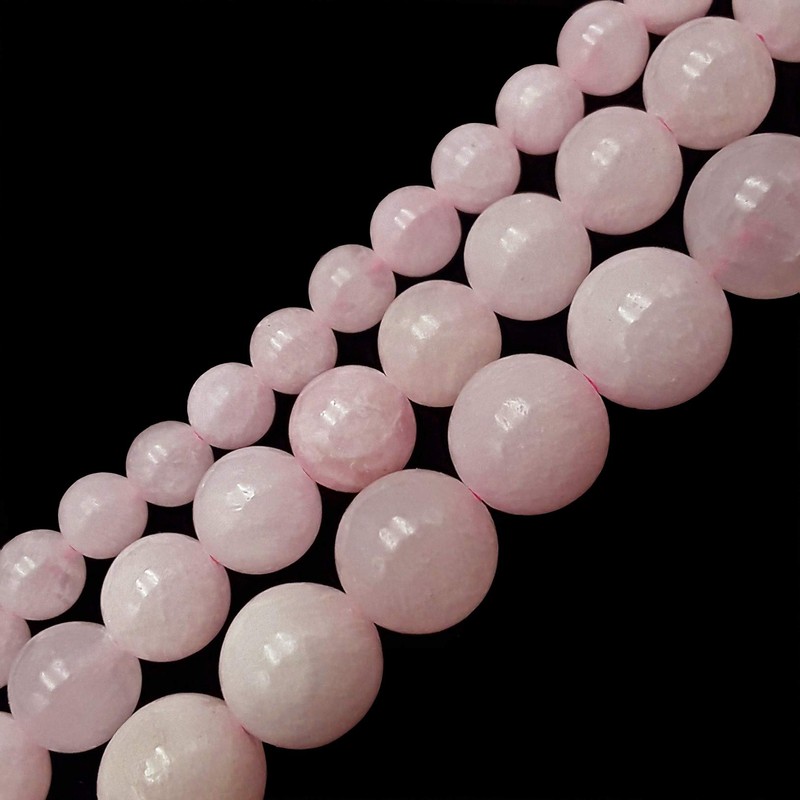 JM Design Natural Pink Mangano Calcite Smooth Round Beads 8mm