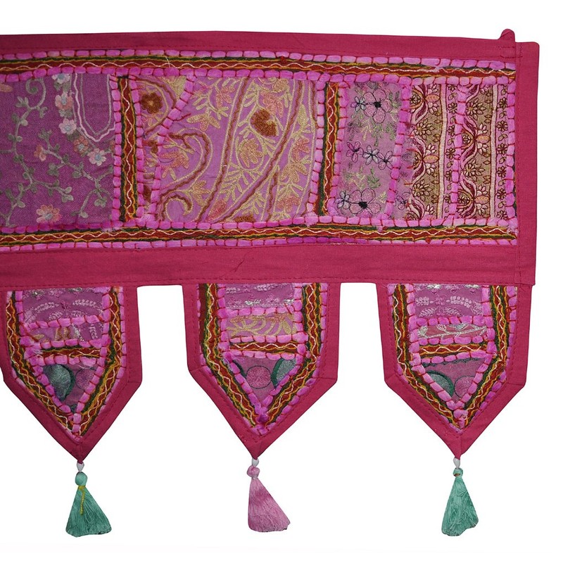 Indische, handgefertigt, Baumwolle, Patchwork Toran 100 x 40 Cm