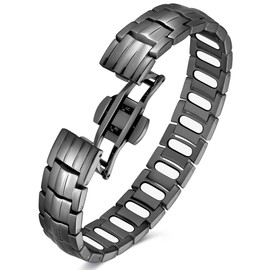 Feraco 5X Strength Magnetic Therapy Bracelet for Men - Titanium Steel Bracelet with 3800 Gauss Magnets,Premium Fold-Over Clasp (Gray)