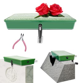 Never Blown Away! 1 Pcs Cemetery Headstone Flower Saddle, Graves Tombstone Saddle Holder, Fits 3 to 8 Inches Wide Monument, Ideal for Gravestone Decoration Saddles, Green, with Dry Foam(Patented)