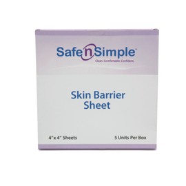 Safe n' Simple Skin Barrier Sheets - 4" x 4" Individually Wrapped Packets - Hydrocolloid Medical Ostomy Barrier Sheet - Skin Adhesive Sheets for Ostomy Protection