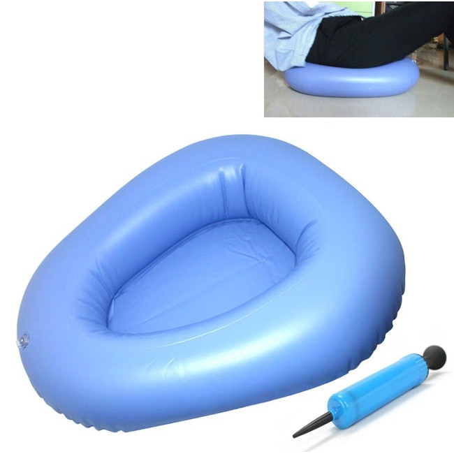 KIKIGOAL Bigger Washable Portable Air Inflation Blue Bed Pan Bedridden Elderly Inflatable Stool Bedsore Toilet