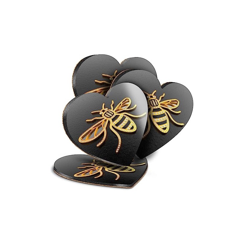 4 x Heart Coasters - 3D Manchester Bee Logo Cork
