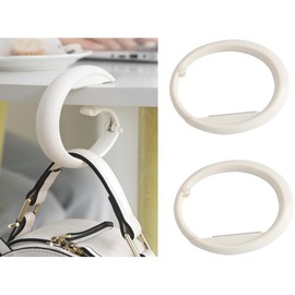 SZJLDS Pack of 2 Folding Handbag Hooks - Portable Bag Holder for Table Edge, Ideal for Handbags, School Bags, Backpacks - Perfect for Office, Restaurants, Cafes and Libraries (White)