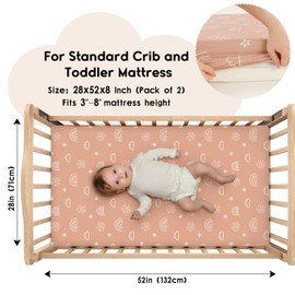 Yoofoss Baby Crib Sheets for Boys Girls, Fitted Crib Sheet 2 Pack for Standard Crib and Toddler Mattress, Super Soft Microfiber Baby Sheet 28x52x8in