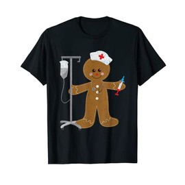 Proud Nurse Gingerbread Man - Funny Nurse Christmas T-Shirt, black