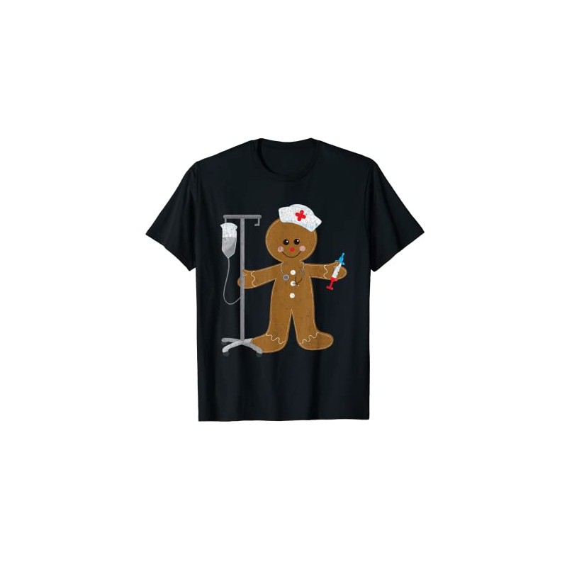 Proud Nurse Gingerbread Man - Funny Nurse Christmas T-Shirt, black