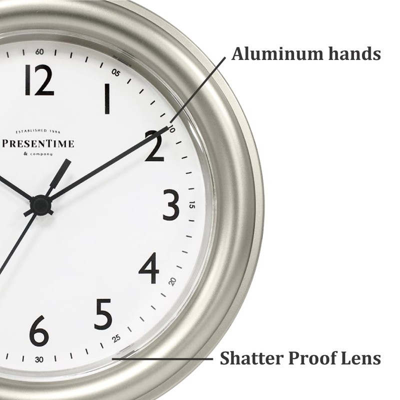 Presentime & Co. 8.5" Modern Farmhouse Essential Wall Clock, Silent
