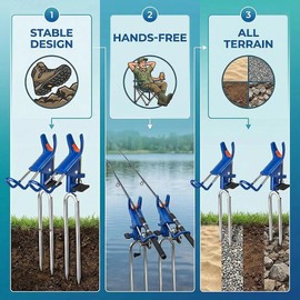 VEAGINS 2 Pack Fishing Rod Holders, Rod Holders for Boat and Ground, Adjustable Fishing Pole Holders, Essential Fishing Gear and Equipment
