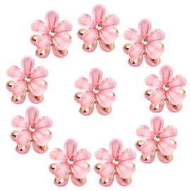 Kioiner 10 Pcs Mini Diamond Hair Clips, Small Flower Hair Clips Cute Crystal Hair Claw Clips Non-Slip Hair Pins Sweet Artificial Bangs Clips for Women Girls Hair Decoration (Pink)