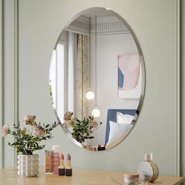 Mestikits Frameless Oval Mirror, 22x30 Inch Beveled Bathroom Mirrors for Over Sink, Oval Mirrors for Wall, Tempered Glass Oval Bathroom Mirror for Vanity