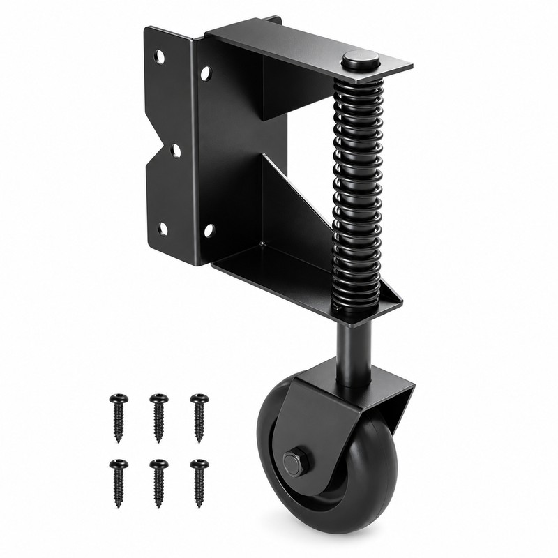 4-Inch Right-Side Spring-Loaded Gate Caster Wheel with 360° Swivel and